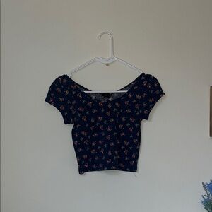 Floral Black Crop Top